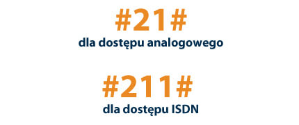 #21# dla dostępu analogowego, #211# dla dostępu ISDN